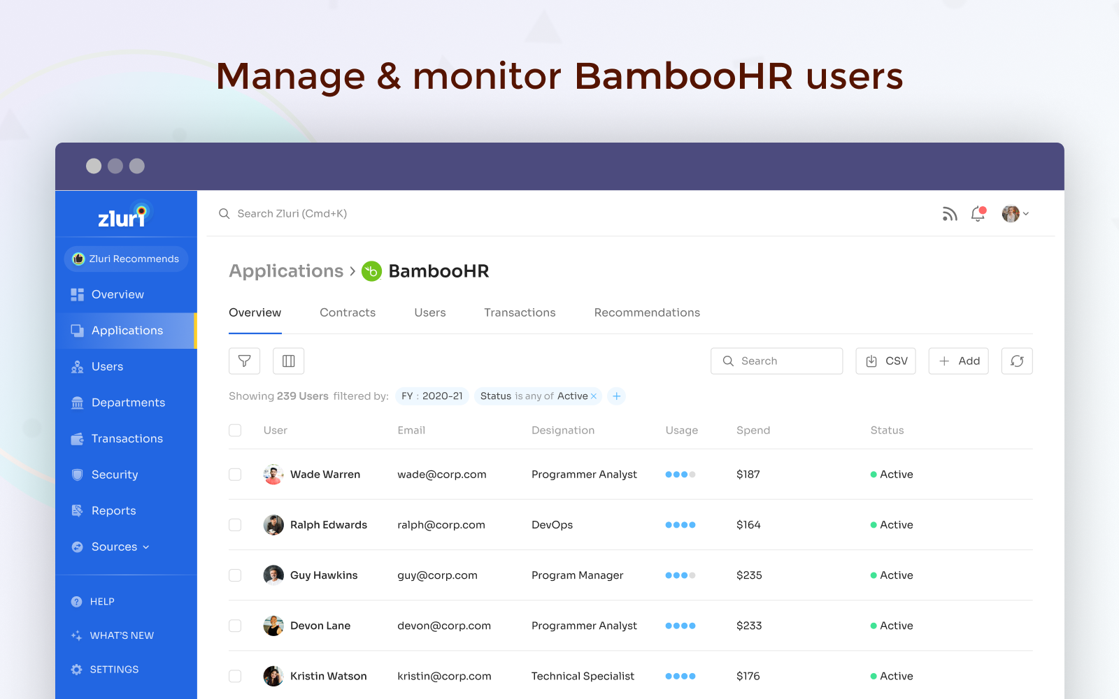 BambooHR Integration | Zluri