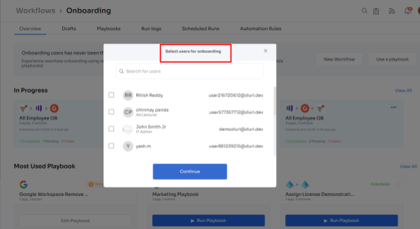 Onboarding workflow