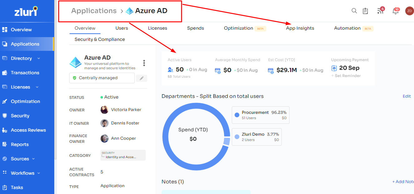 Zluri integrating with Azure