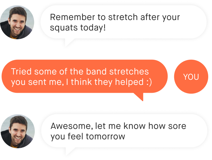 Text with personal trainer | Kickoff