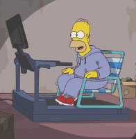 Homer using a treadmill while sitting from The Simpsons GIF