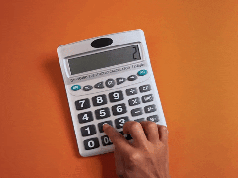 How to bulk up: person using a calculator GIF