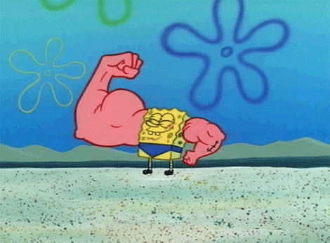 SpongeBob SquarePants showing his biceps GIF