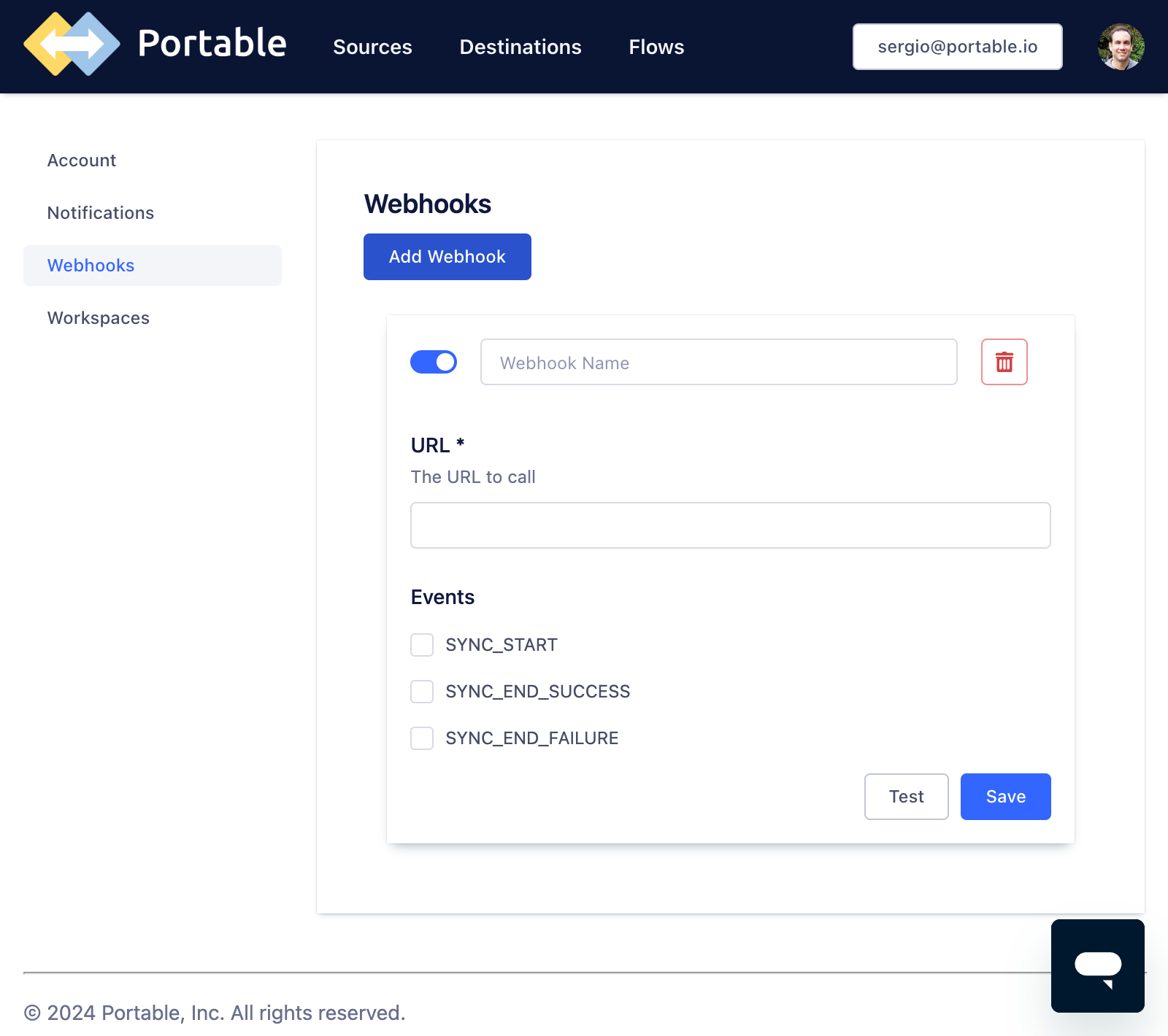 New Webhook in Portable