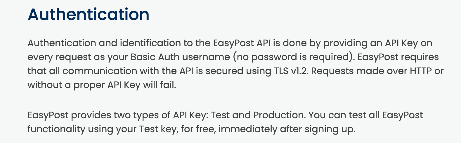 EasyPost Authentication Overview