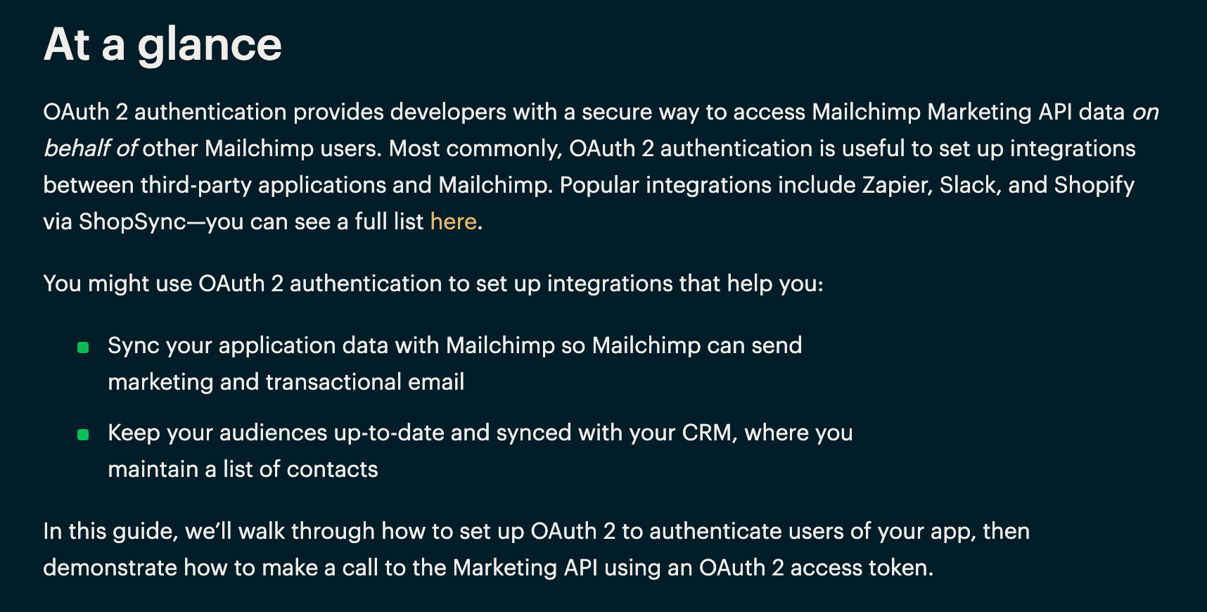 Mailchimp Authentication Overview