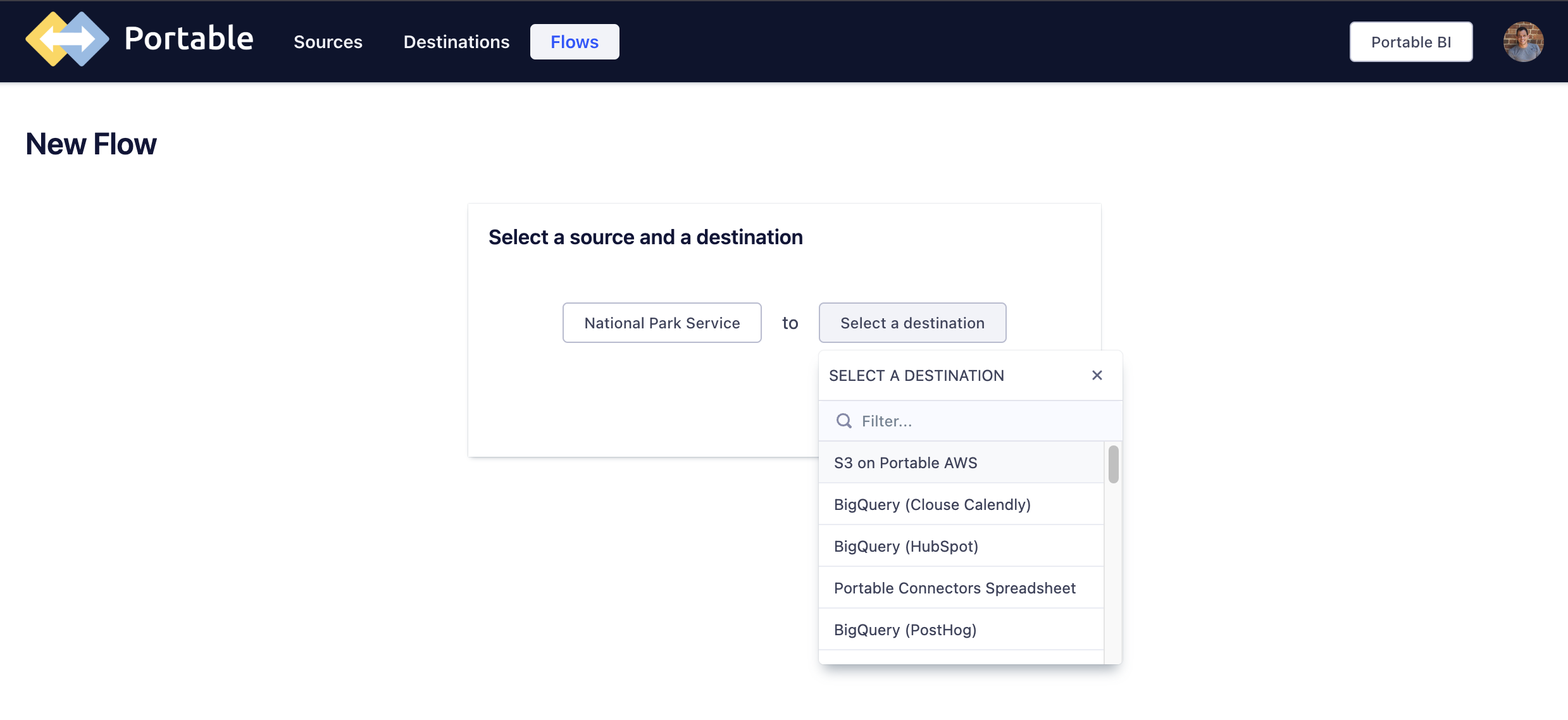 Creating a flow with an AWS S3 destination