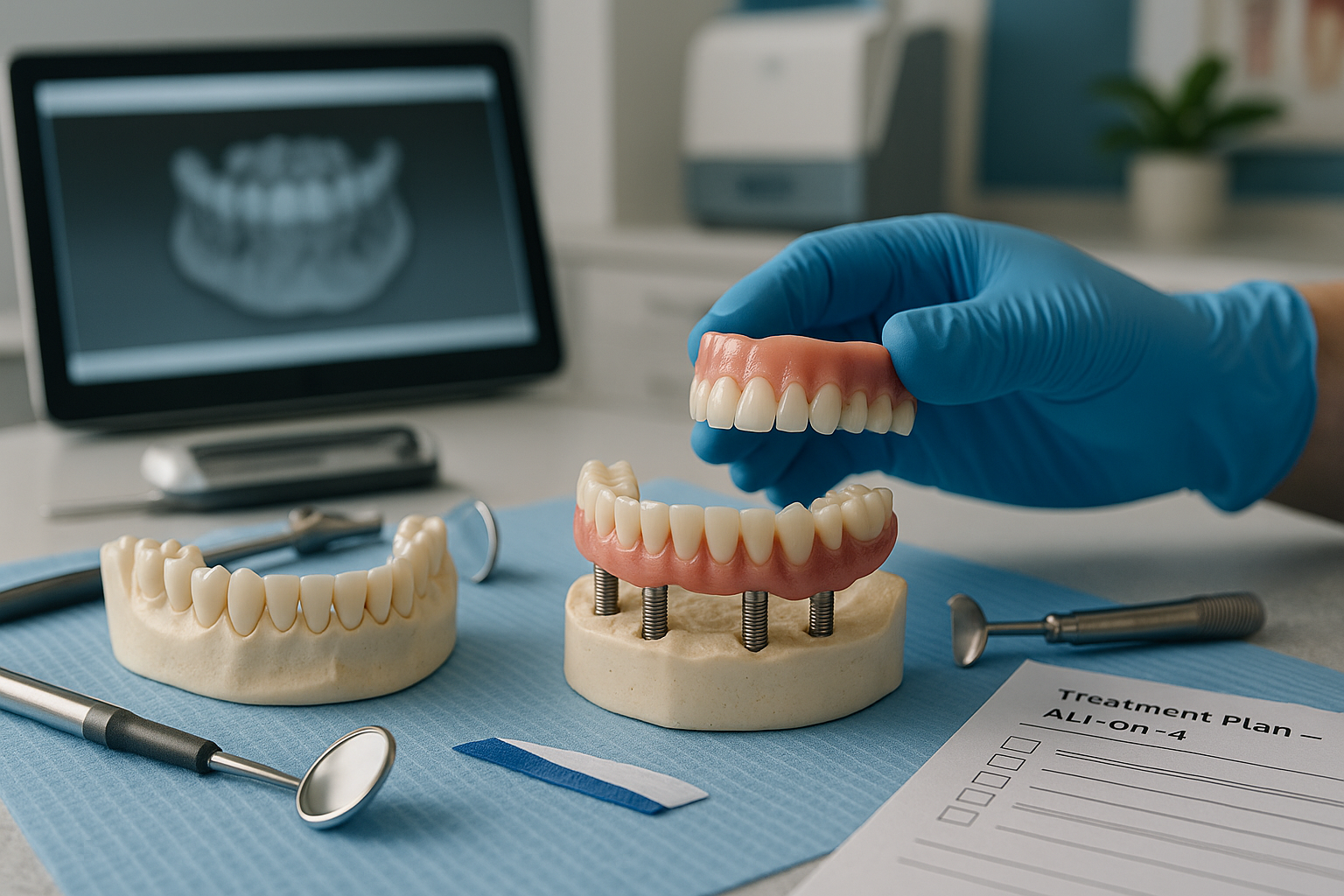All-on-4 dental implant prosthesis model