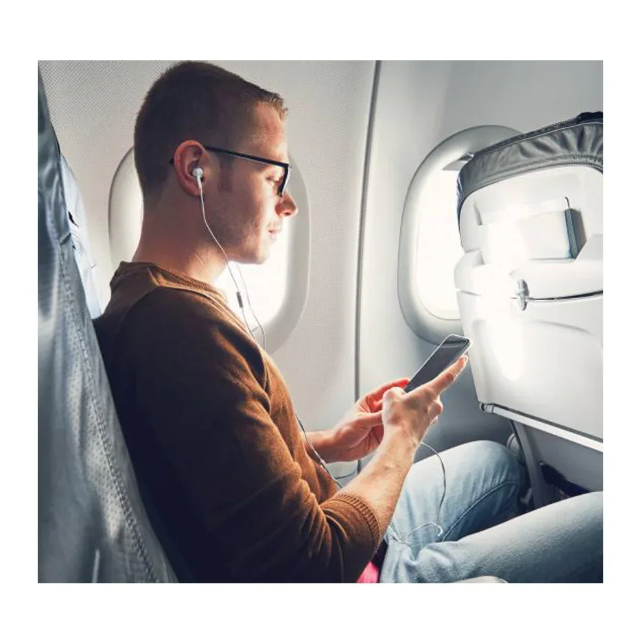 Man with earphones on 