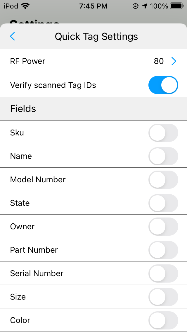 Quick Tag Settings