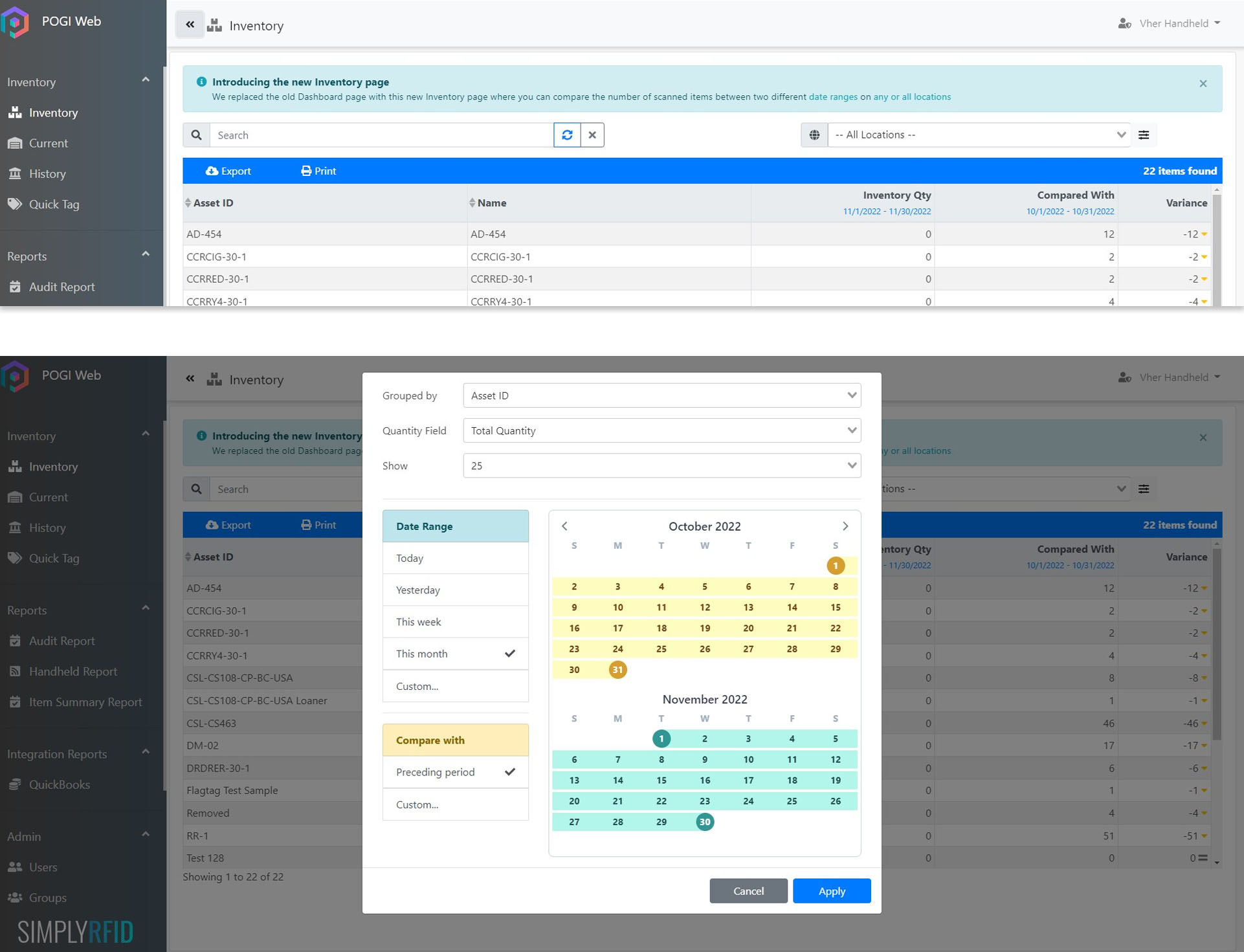 6-inventory report modal