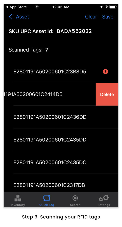 Step 3-Scanning your RFID tags