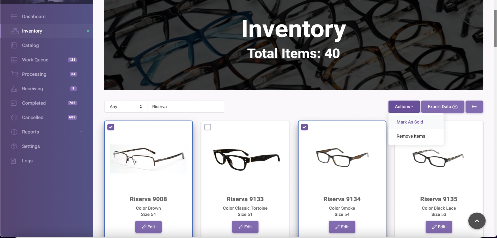 Probe Inventory Page Checkbox Select