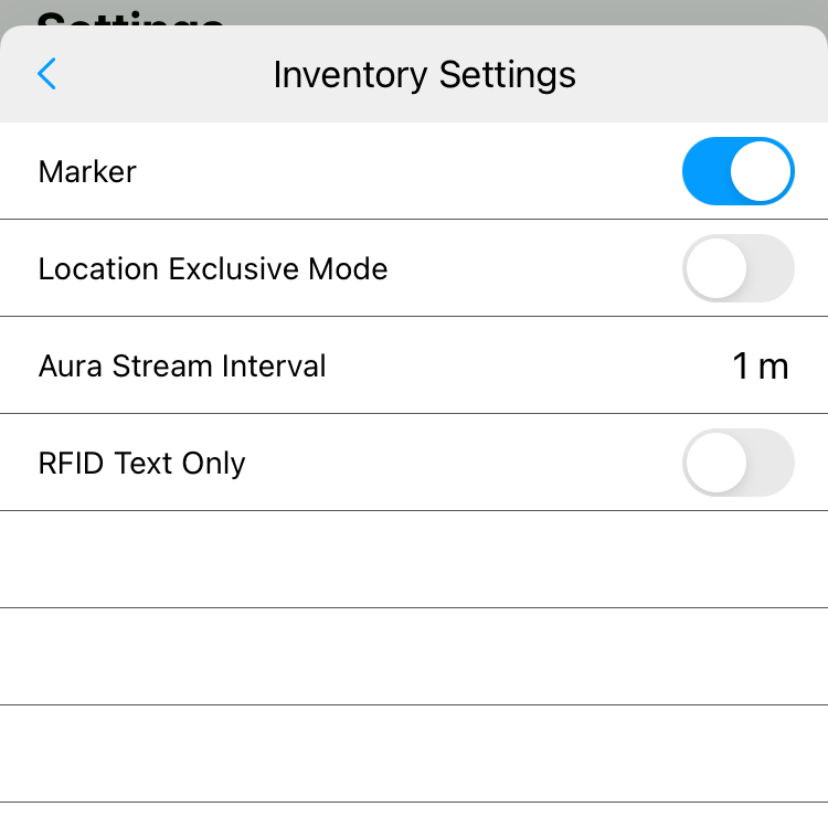 Inventory settings