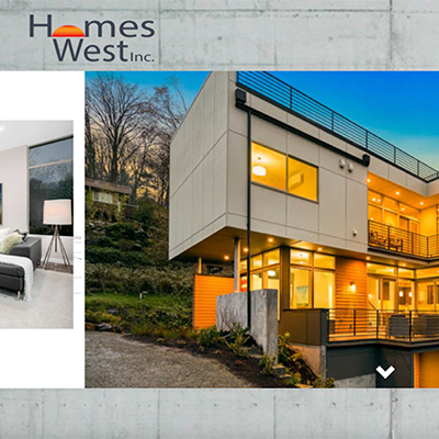 Screenshot of a Builder's website he built, showing an image of a modern house.