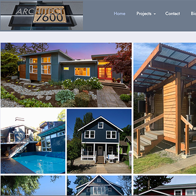 A Screenshot of an architectural portfolio website showing home projects.