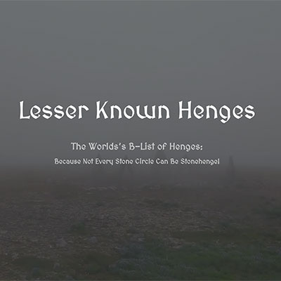 Screenshot of an Henges website he built, showing a foggy marshland. 