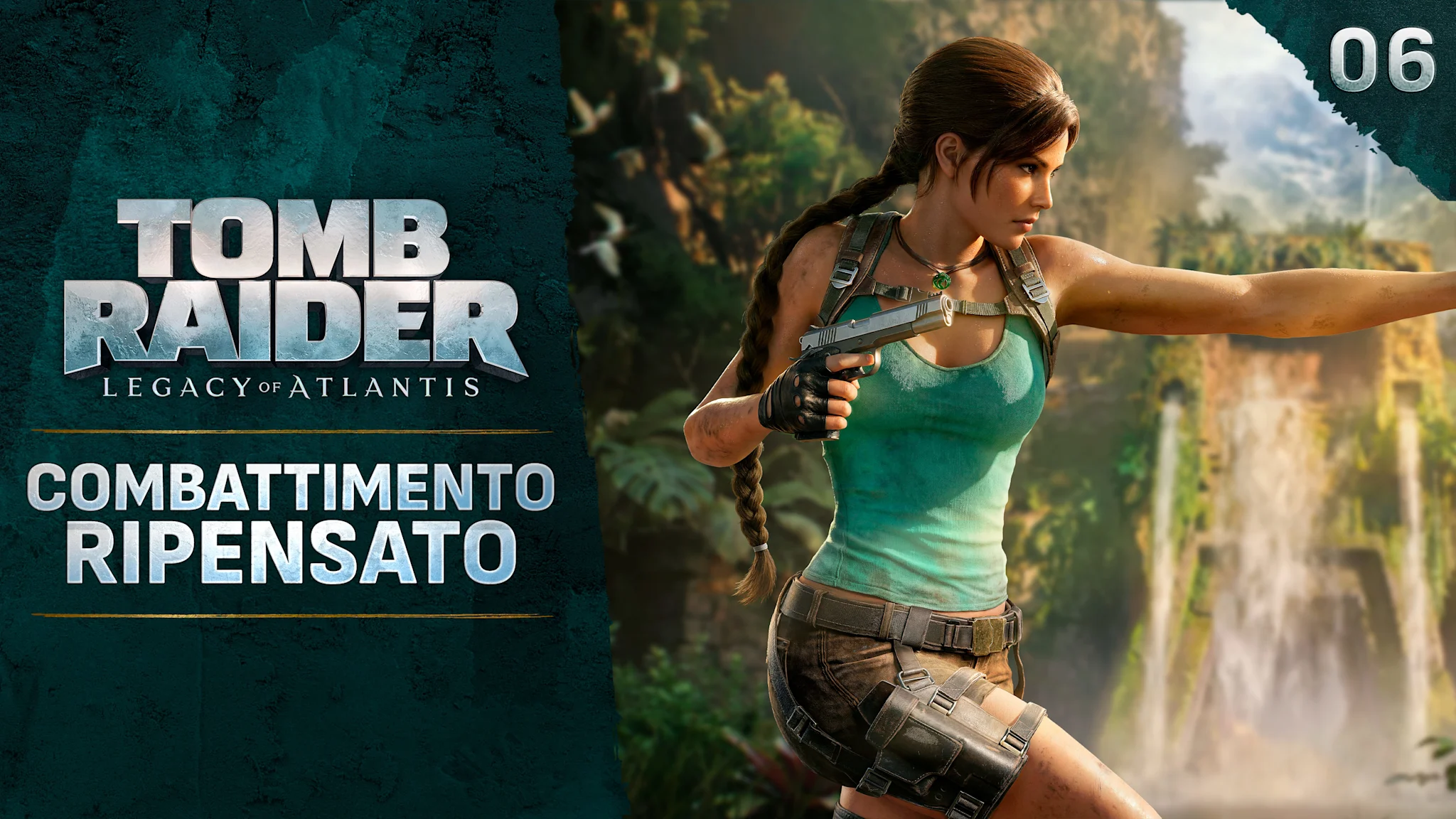 Female adventurer running forward shooting two pistols.
