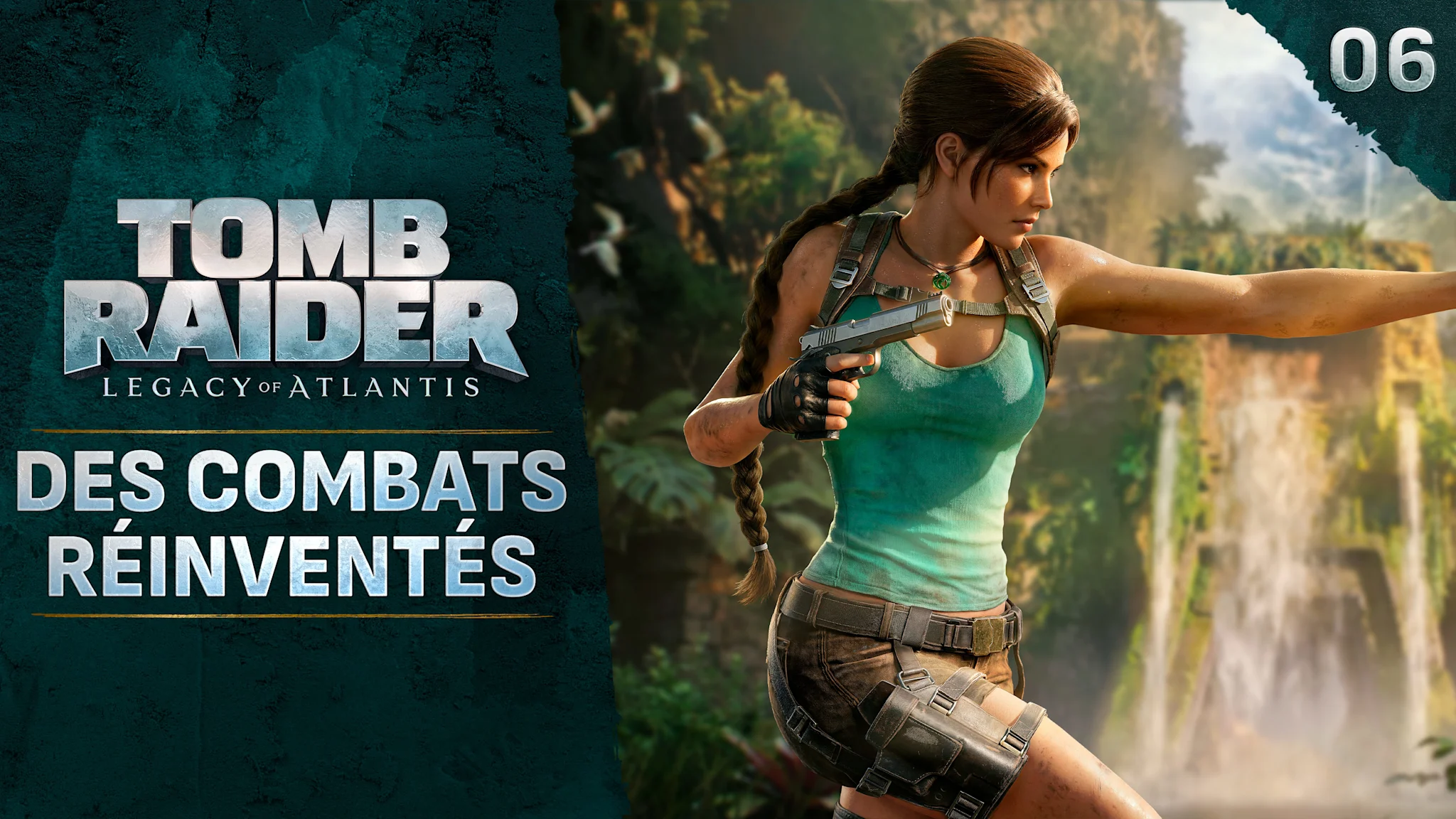 Female adventurer running forward shooting two pistols.