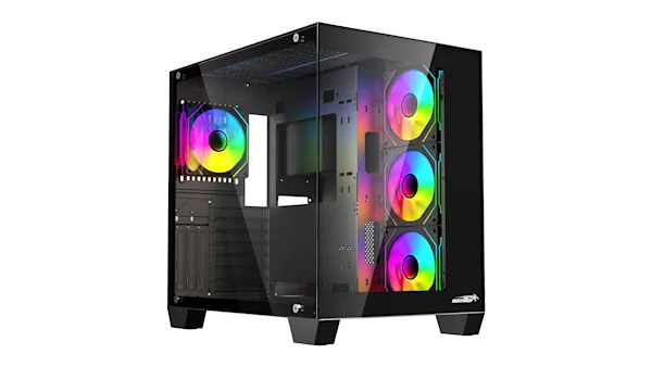 sentey a35 pwm atx 4 fan argb vidrio templado negro