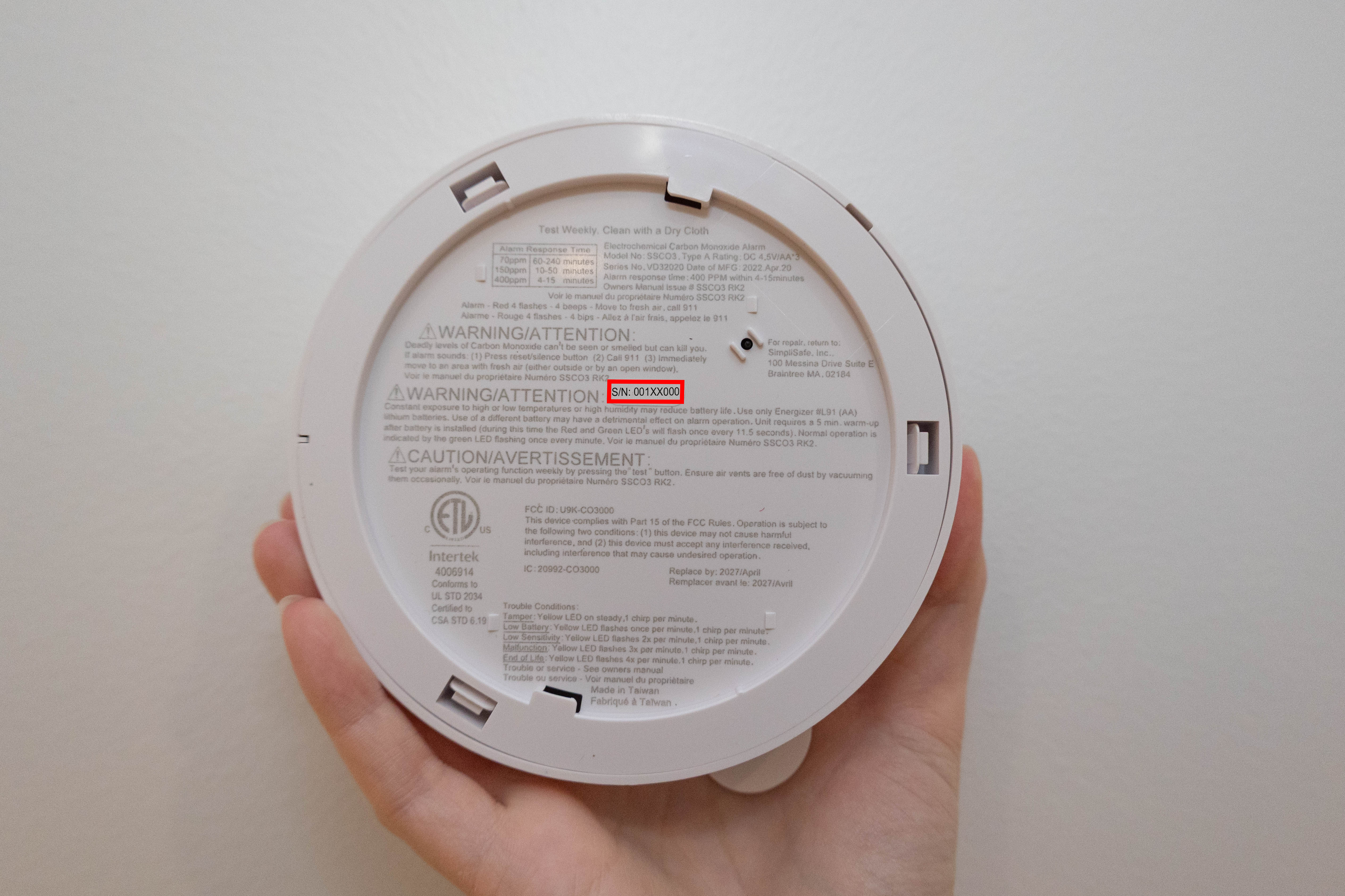 Serial number can be found on the back of the device once removed from bracket