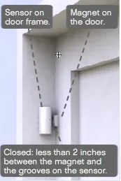 The Original SimpliSafe® Entry Sensor on a "deep door frame" or recessed frame.