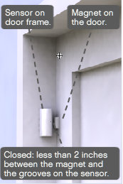 The Original SimpliSafe® Entry Sensor on a "deep door frame" or recessed frame.