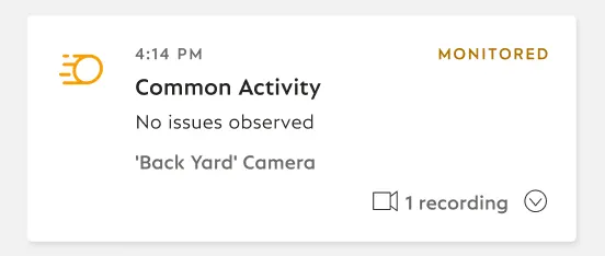 A Common Activity Event listed on the Timeline within the SimpliSafe® Mobile App.