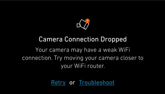 Camera Connection Drop - SimpliSafe® App Display Error Message