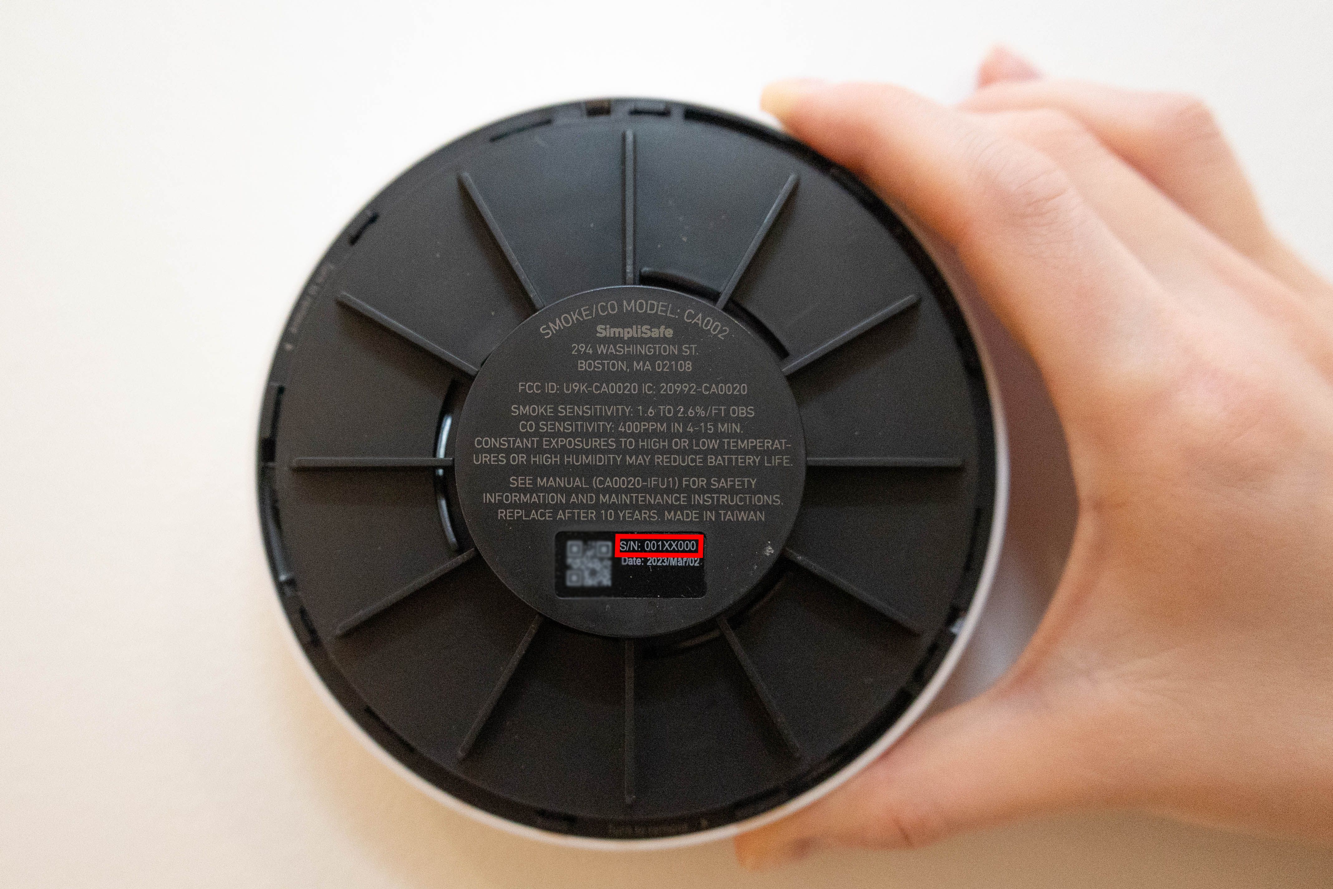 Serial number can be found on the back of the device once removed from its bracket