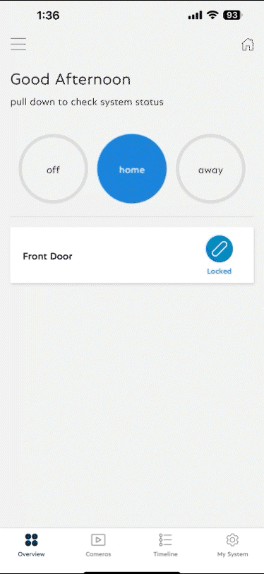 The SimpliSafe® App navigating to the timeline to select a video and download recordings