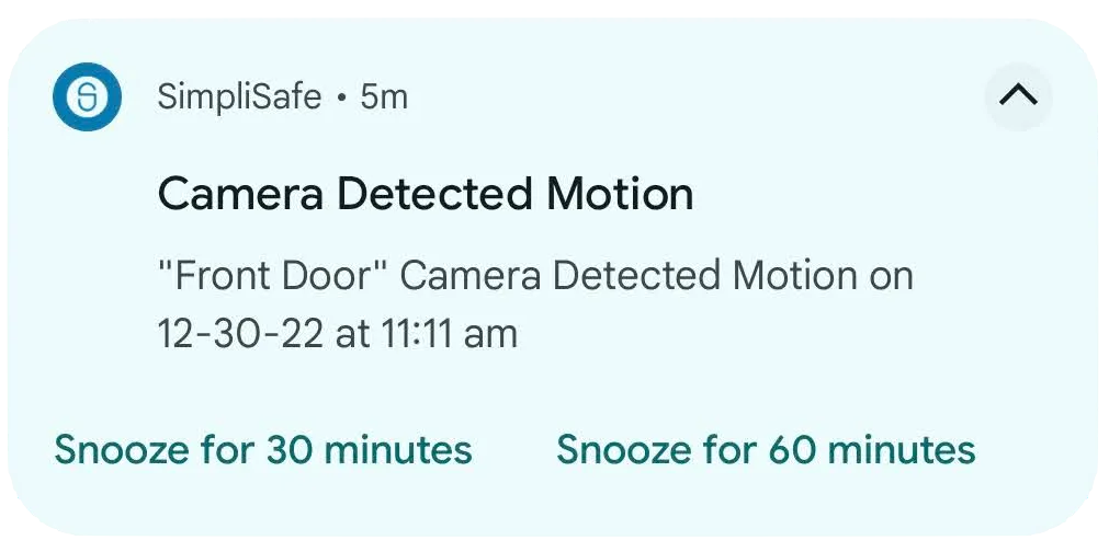 Android snooze notification with Snooze for 30 minute and Snooze for 60 minutes options