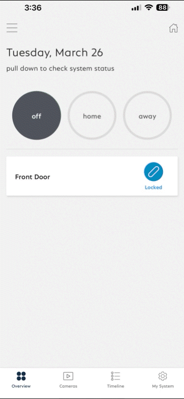 The SimpliSafe® App navigating to the timeline events to delete a recording