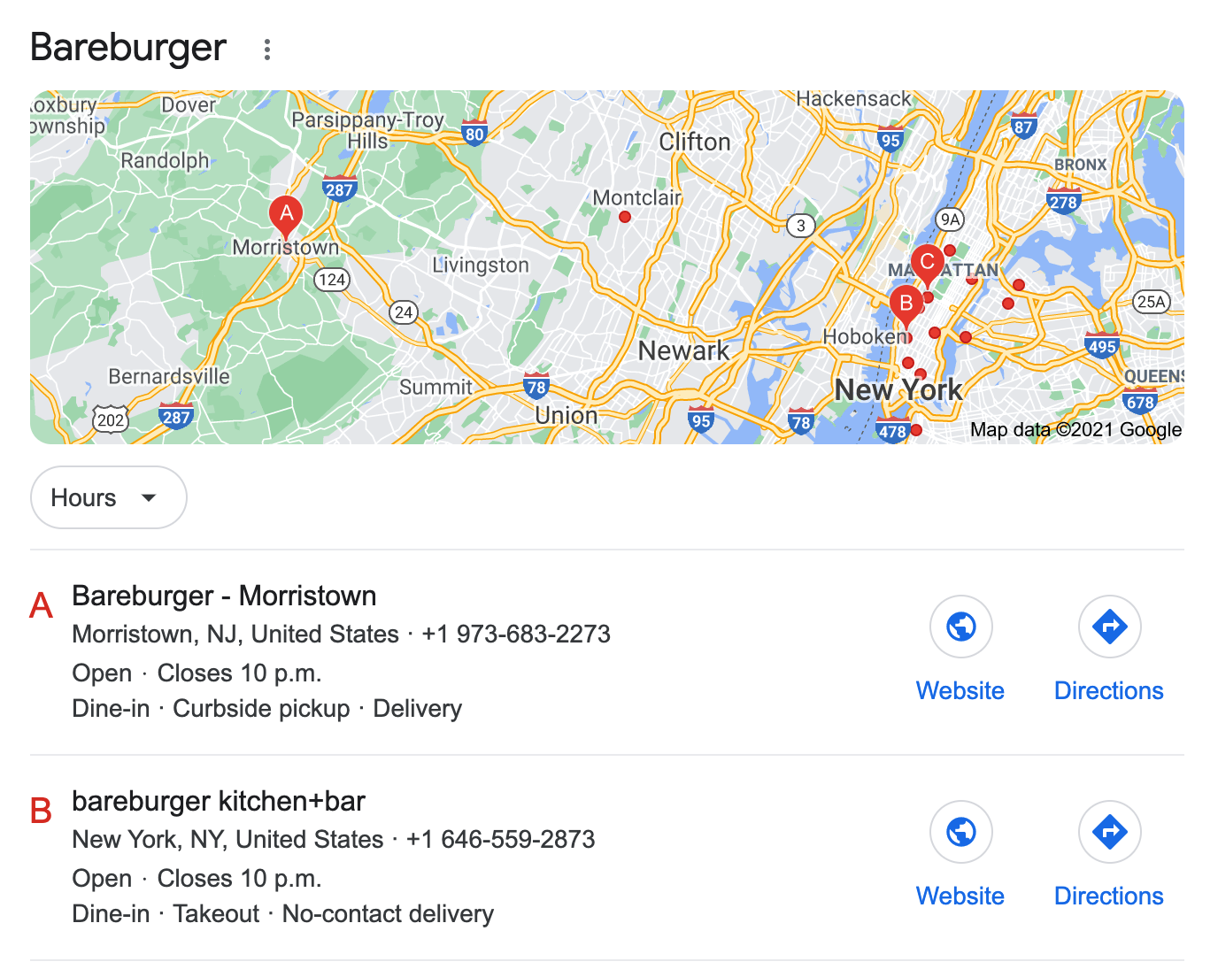 Bareburger locations on google.