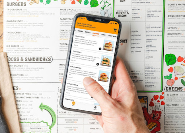 Example of ordering systems on a restaurant app.