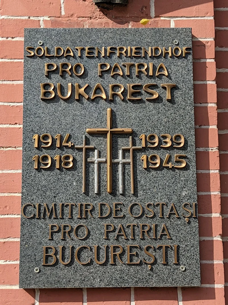 Bronze plaque: Soldatenfriedhof Pro Patria Bukarest