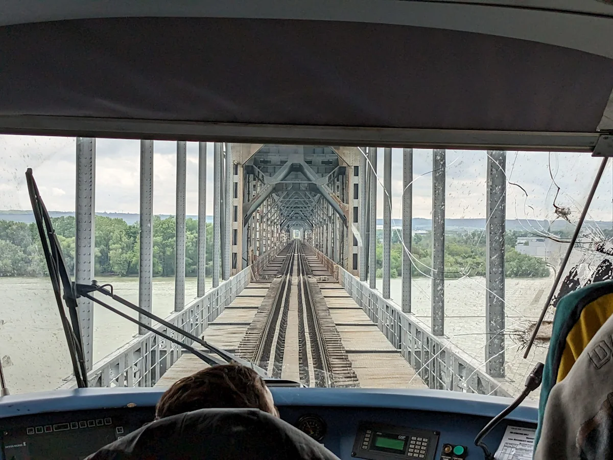 The Danube Friendship Bridge seen from the driver’s cab