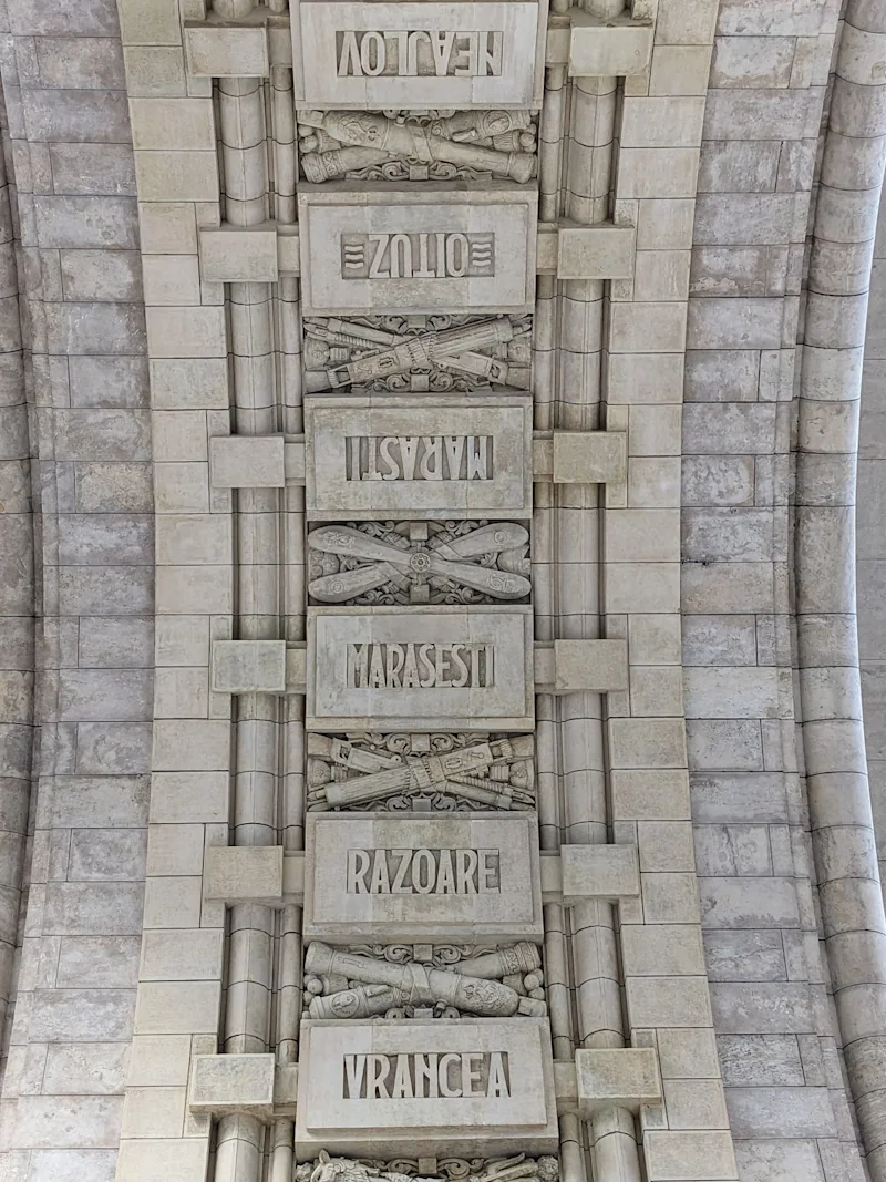 Battle names carved on the underside of the Arcul de Triumf