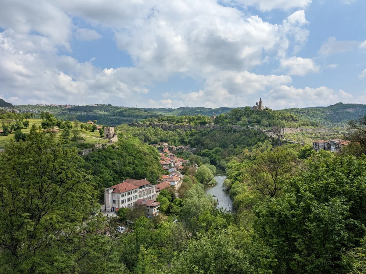 Veliko Tarnovo and the wooded Yantra valley, with the Tsarevets fortress on the skyline