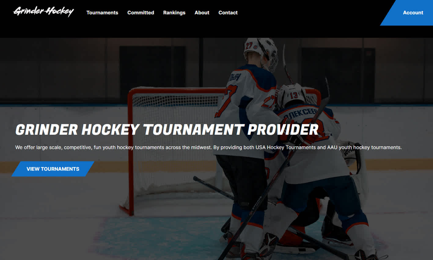 Grinder Hockey home page screenshot