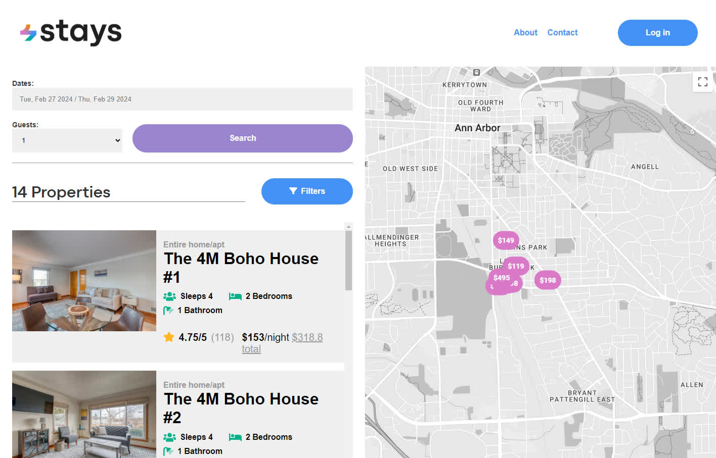 Hospitality Software Technology Screenshot of listing results page