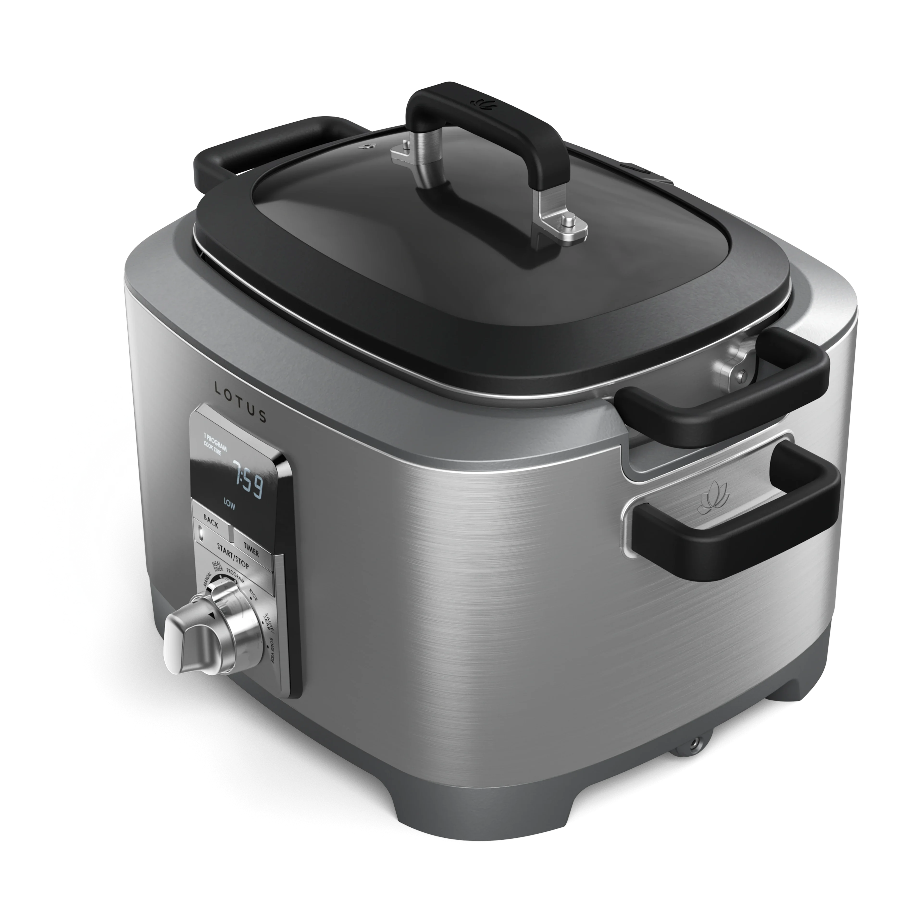 angled view of the sous™ advanced multi function cooker with tri ply dutch oven model ltssc500