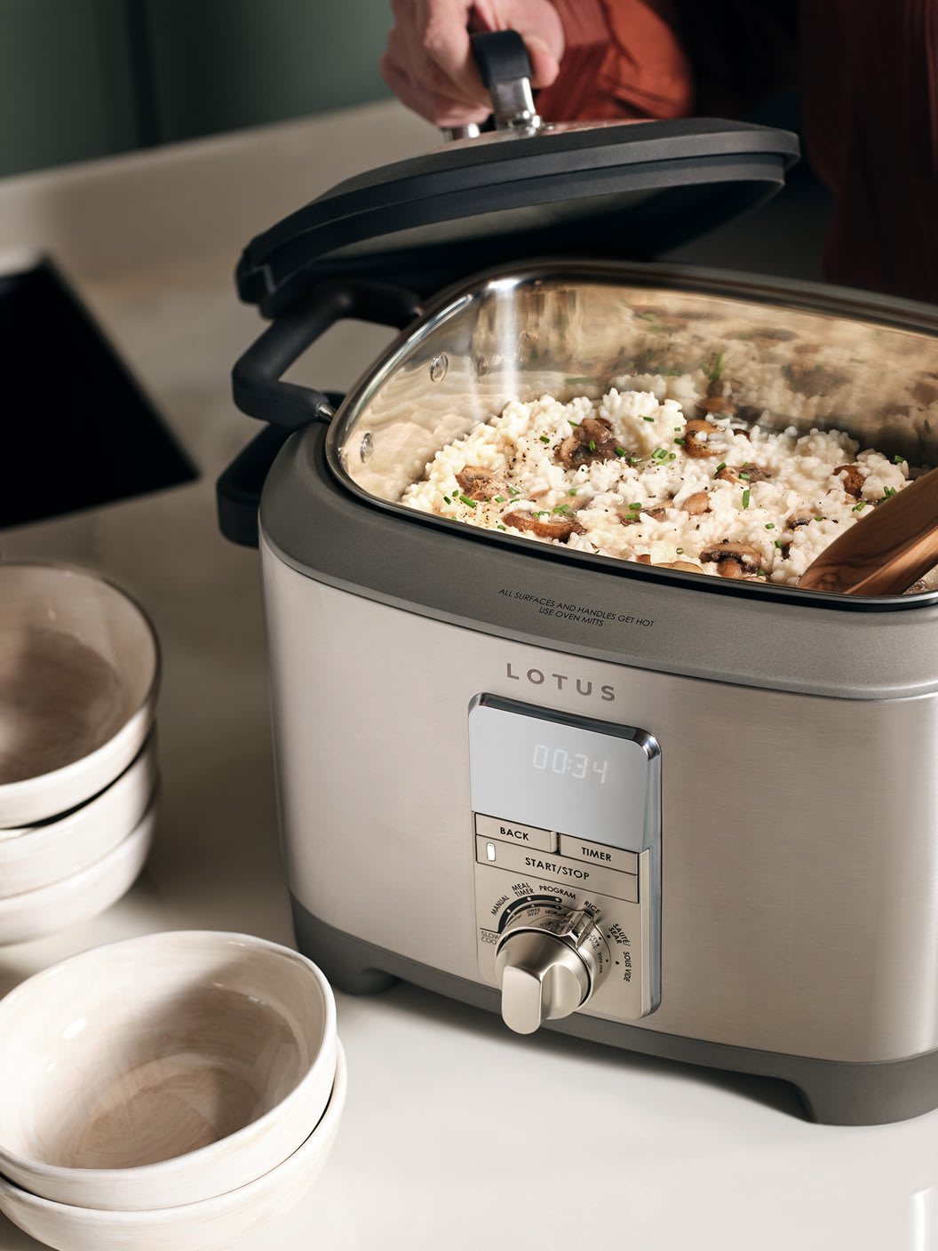 mushroom parmesan risotto cooking in the sous™