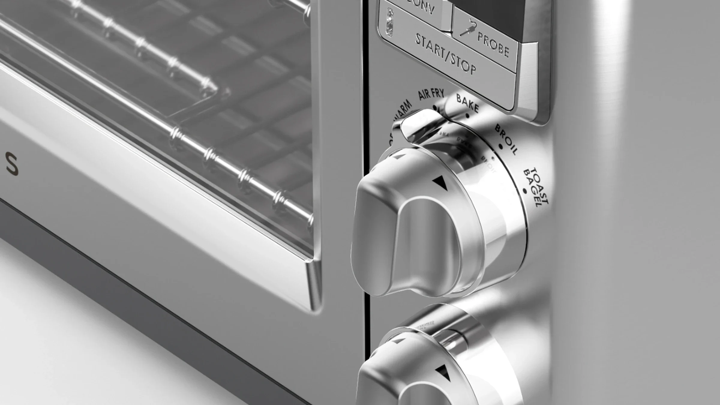 close up of knobs on the perfectionist™ air fry and convection oven model ltsco500