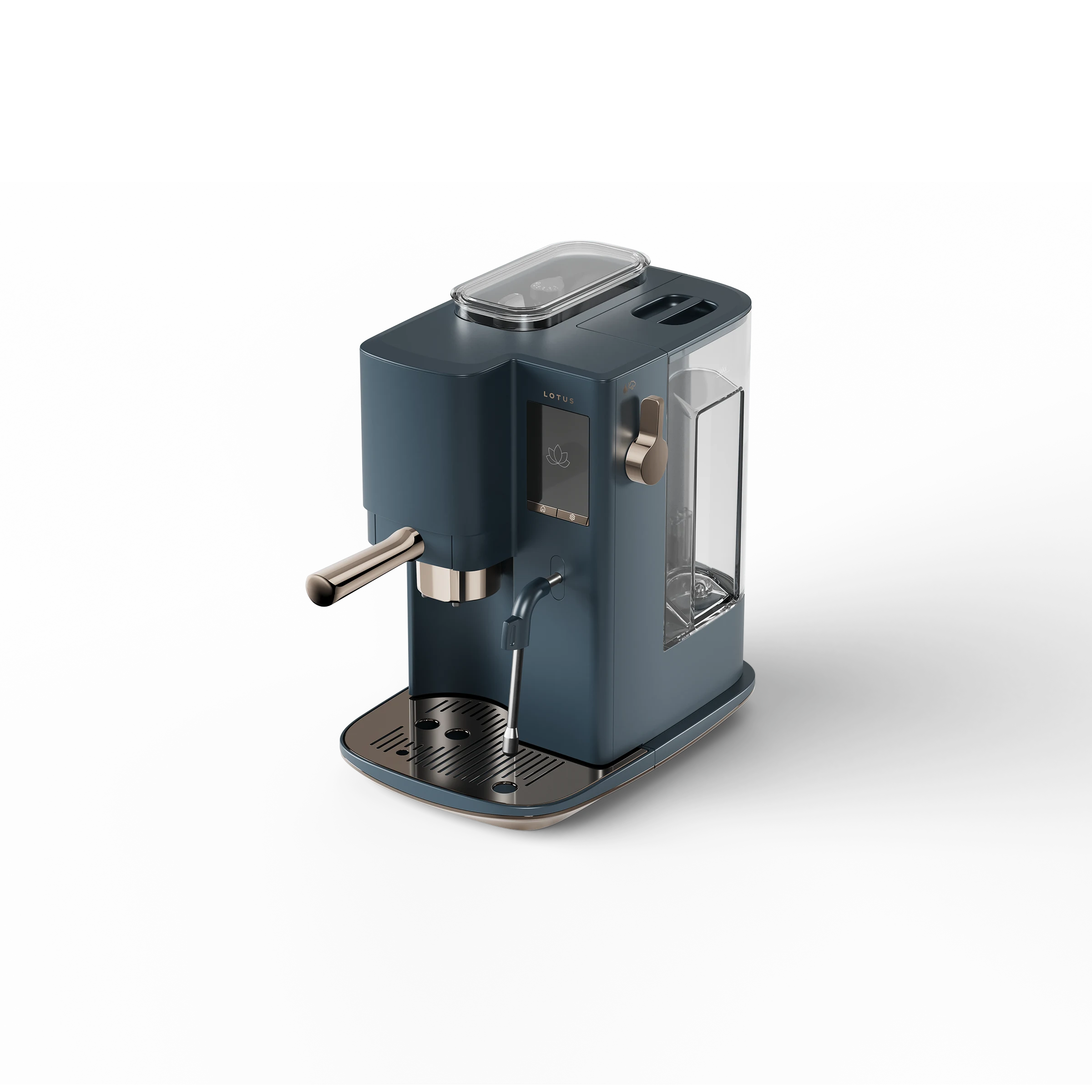 The Craft espresso machine in Bluestone, angled three-quarter view