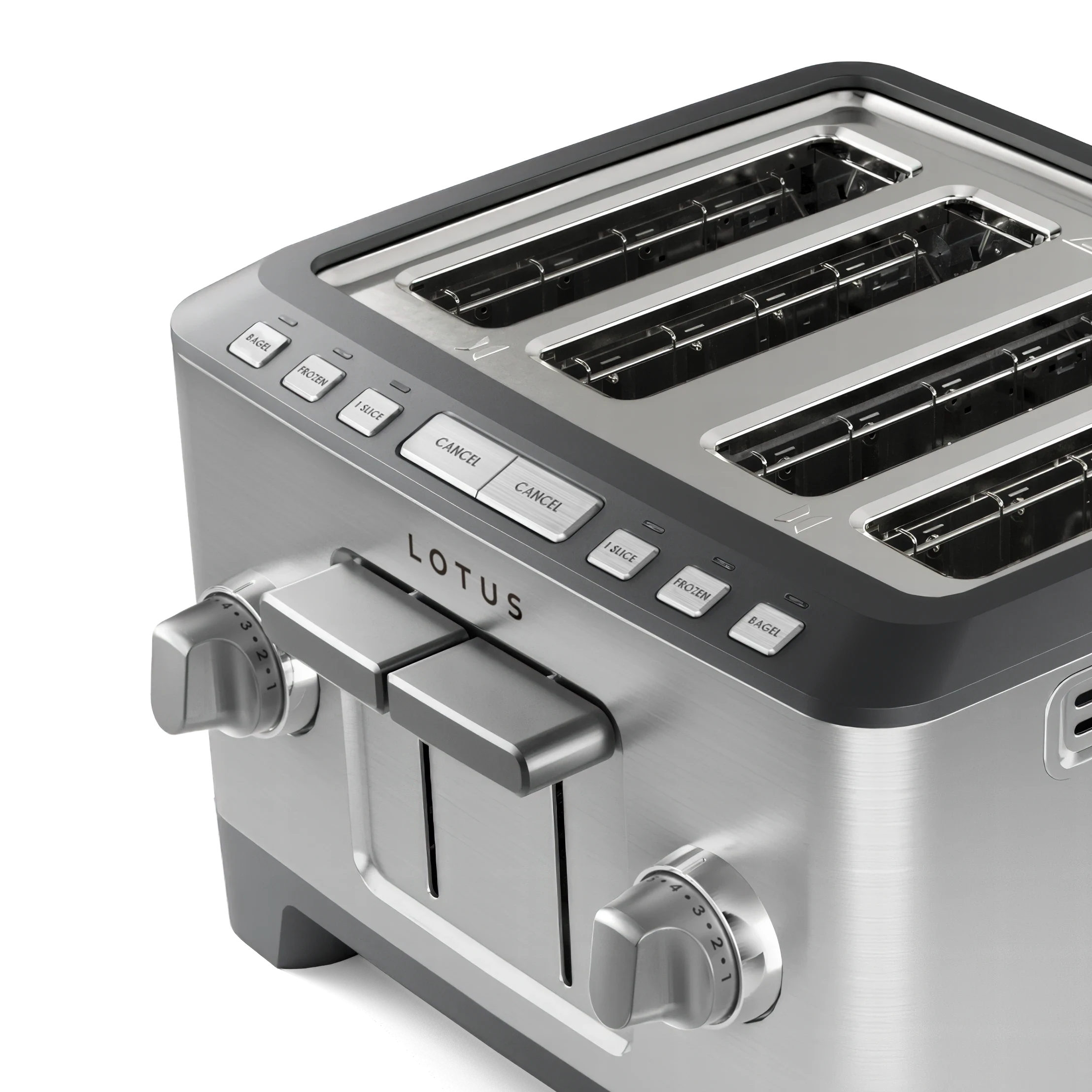 angled top view of the four slice™ precision toaster model ltstr504