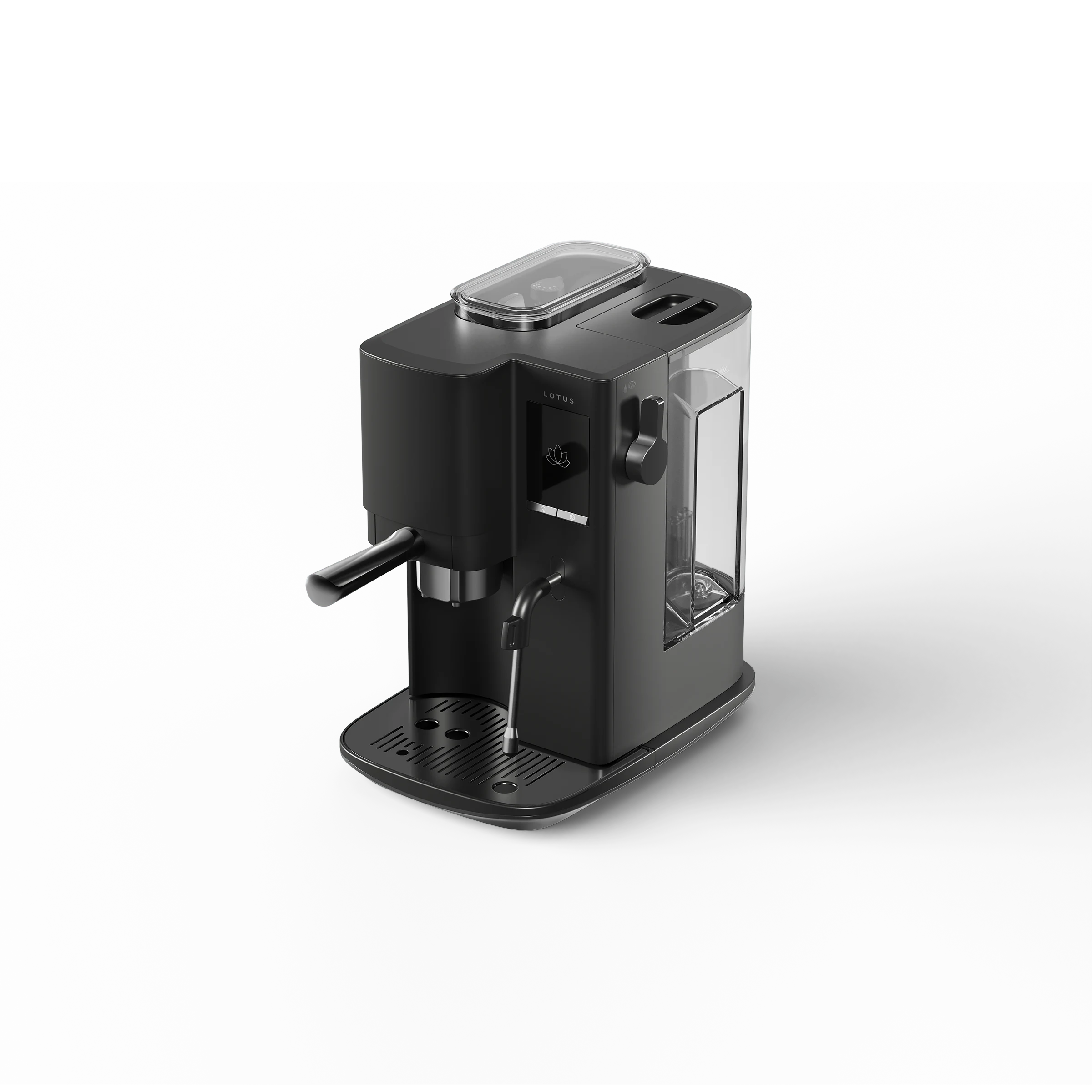 The Craft espresso machine in Obsidian, angled three-quarter view