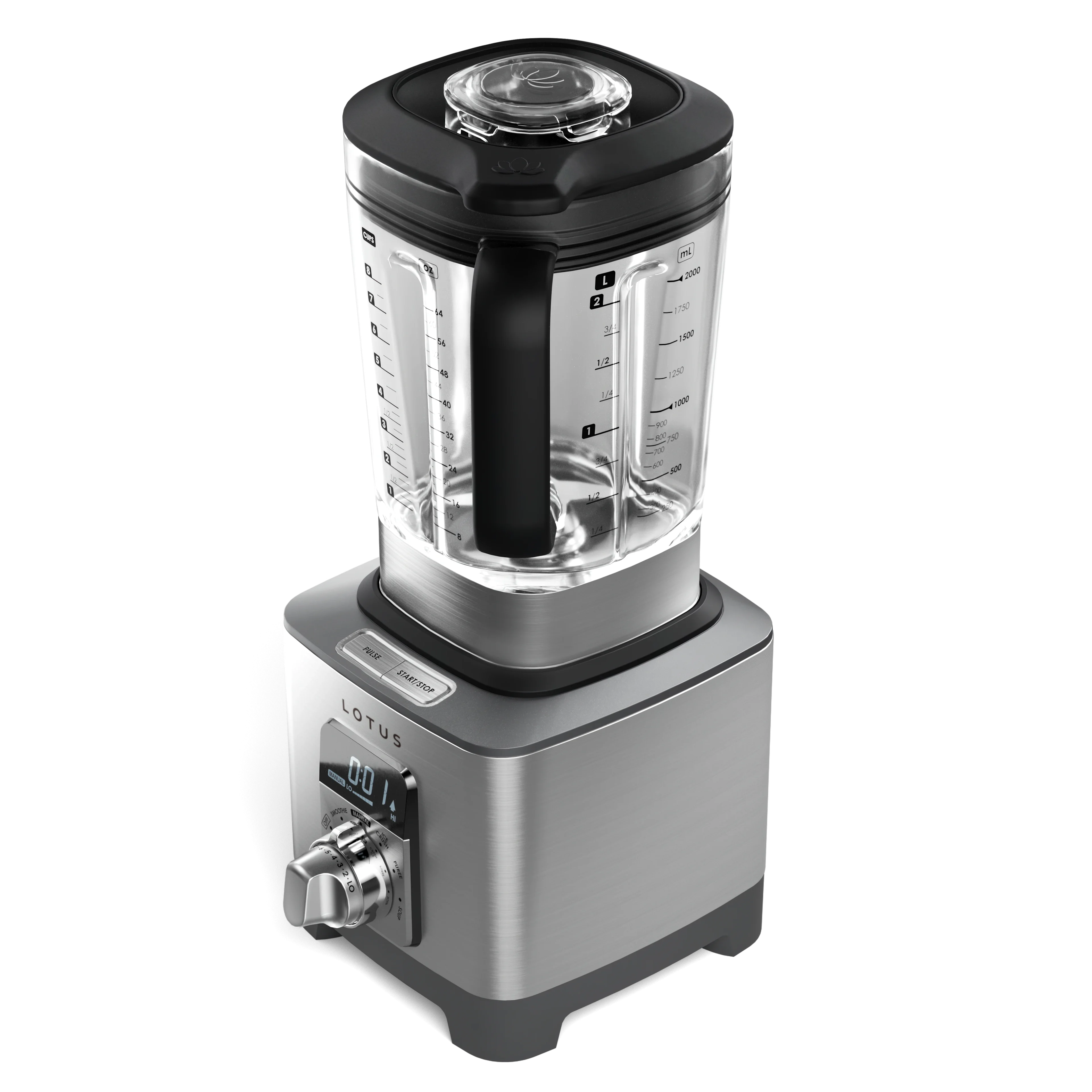angled view of the power spin™ infinite speed control blender model ltsbl500
