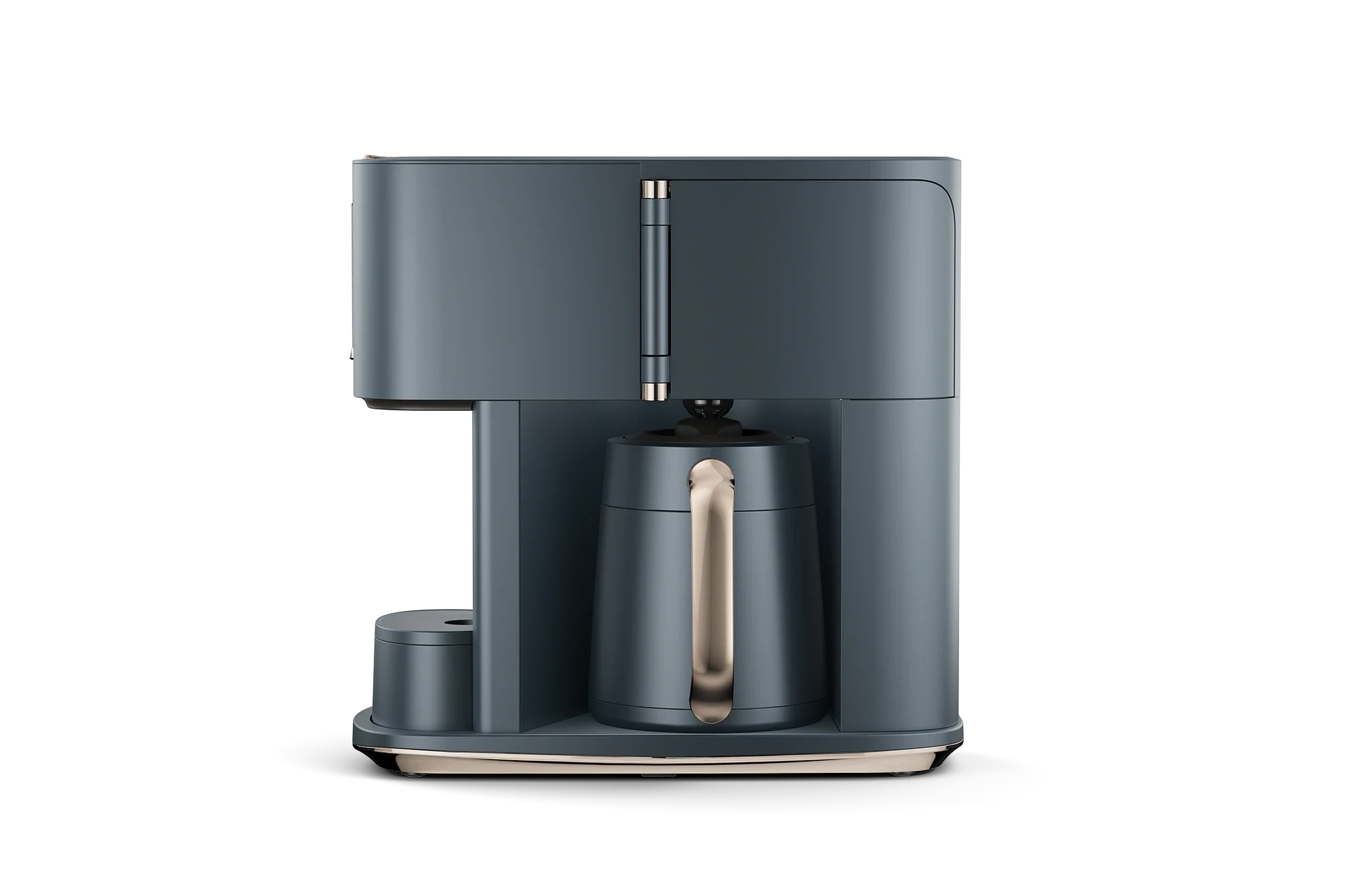 The Ritual coffee system in Bluestone in a solo product shot from the side, showing the thermal carafe housed in the single-serve brewing section