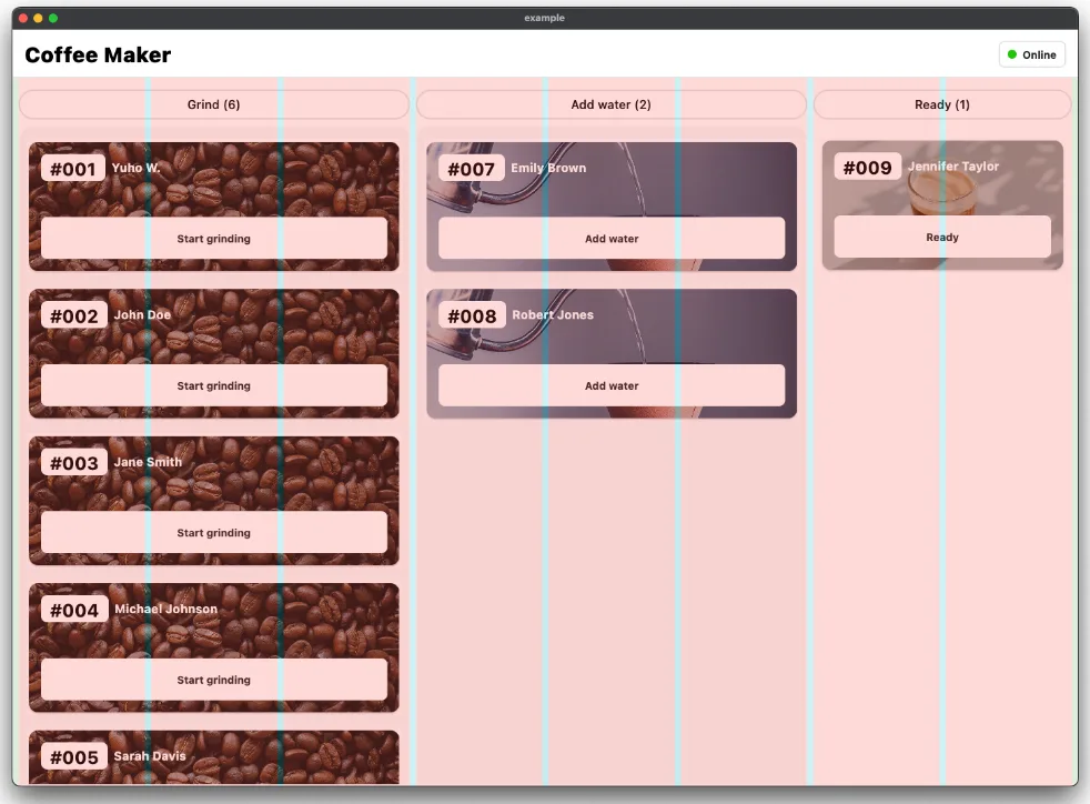 An example of the WoltResponsiveLayoutGrid widget